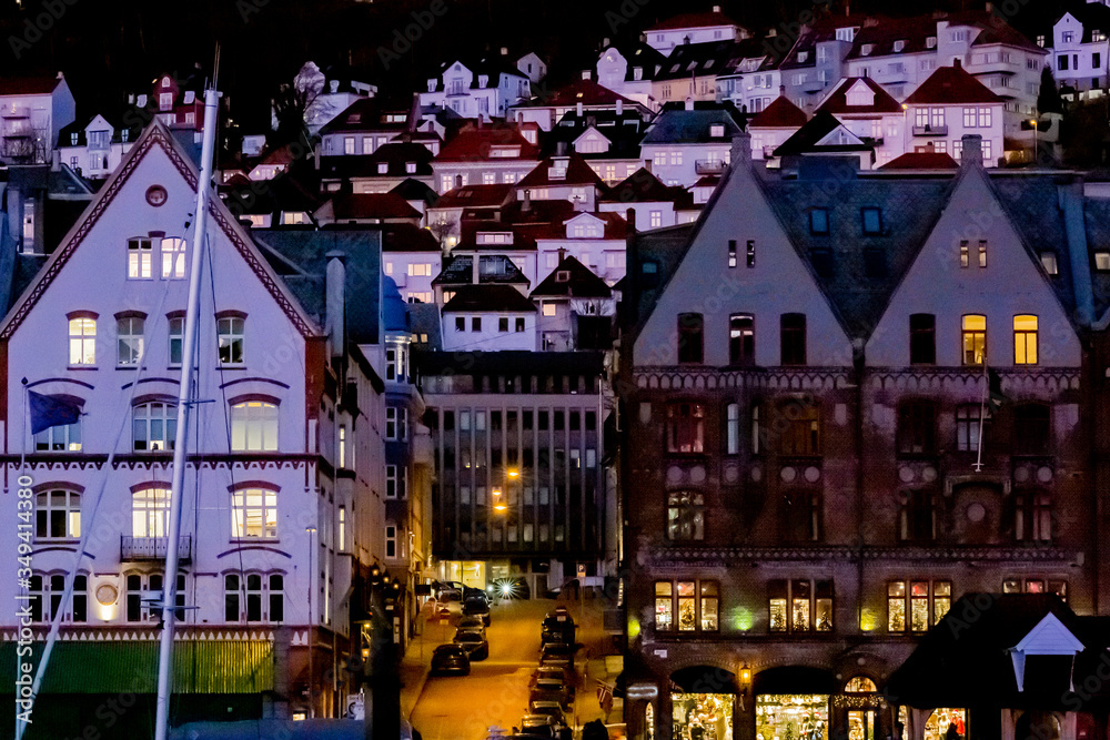 Obraz premium ベルゲンの夜景
