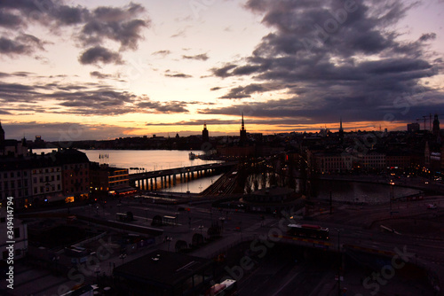 北欧、夕暮れ時のストックホルム。Scenic sun set panorama of Stockholm, Sweden © Chasou_pics