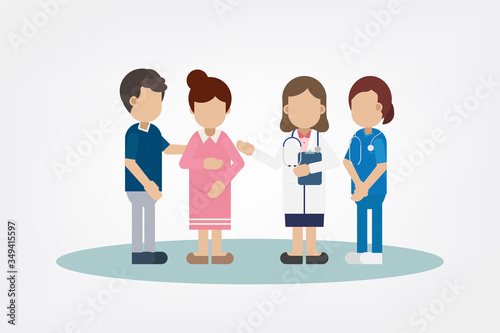Gynecologist with pregnant woman flat design vector illustration