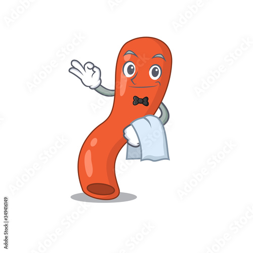 A cartoon picture of appendix waiter with a white napkin