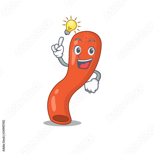 Mascot character of smart appendix has an idea gesture
