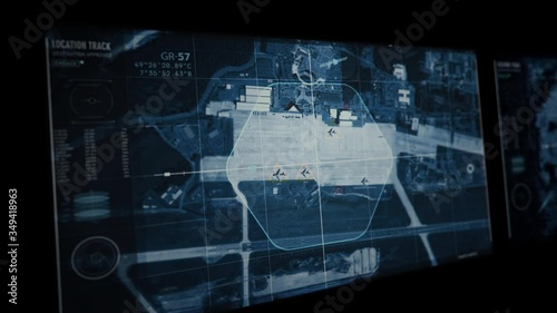 User interface on computer screen scans map and found air base photo