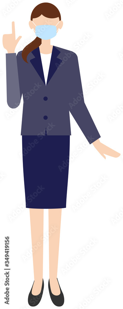 Vector image of business women in office uniform with mask Vector image of business women in office uniform with mask