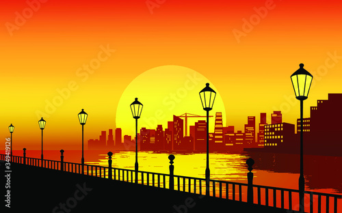 sunset in the city