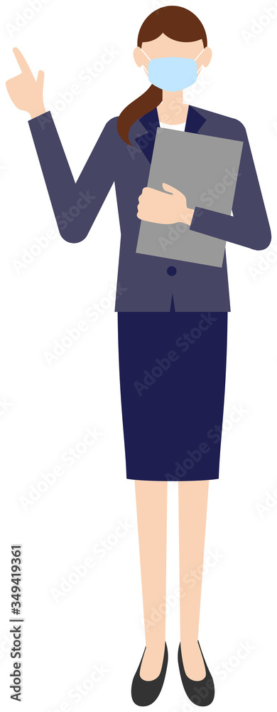 Vector image of business women in office uniform with mask Vector image of business women in office uniform with mask