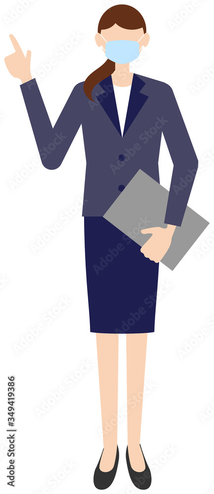 Vector image of business women in office uniform with mask Vector image of business women in office uniform with mask