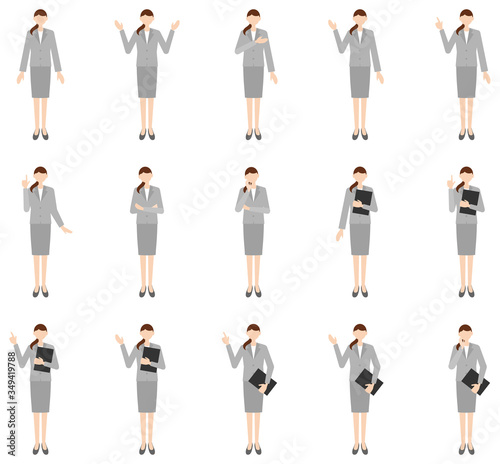 Vector image set of business women in office uniform