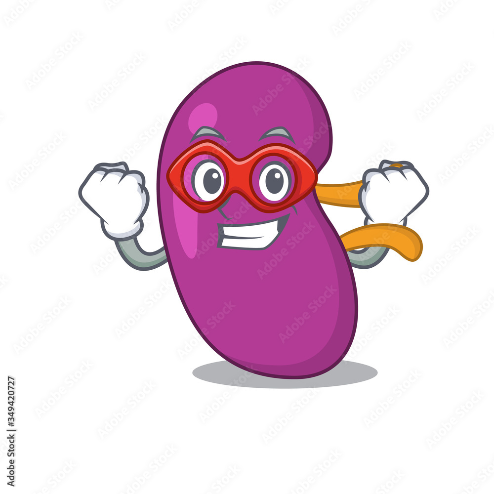 A cartoon drawing of kidney in a Super hero character A cartoon drawing of kidney in a Super hero character