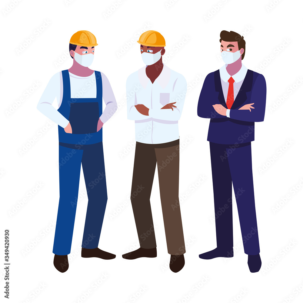 Industry operators wearing face masks at work Industry operators wearing face masks at work