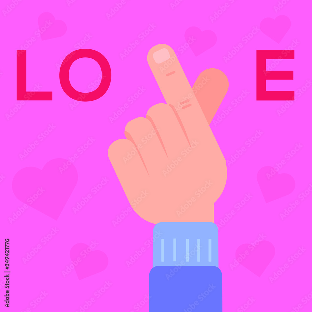 Love vector concept: human hand doing Korean love hand gesture in the middle of Love vector concept: human hand doing Korean love hand gesture in the middle of