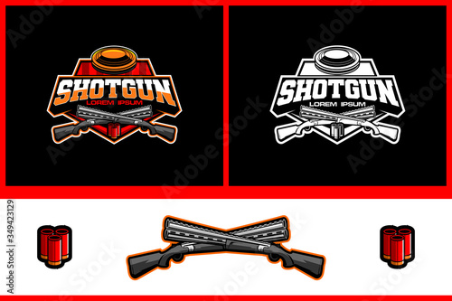 clay pigeon shooting sport vector logo template