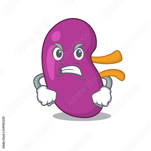 A cartoon picture of kidney showing an angry face