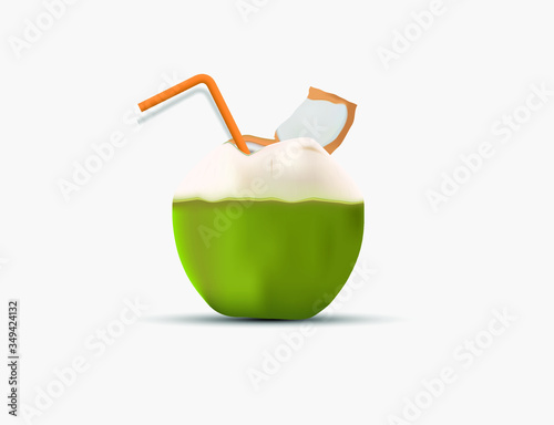 green apple juice with straw