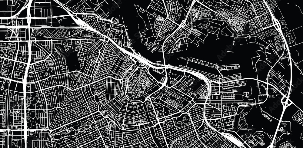 Urban vector city map of Amsterdam, The Netherlands
