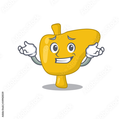 A cute picture of grinning liver caricature character