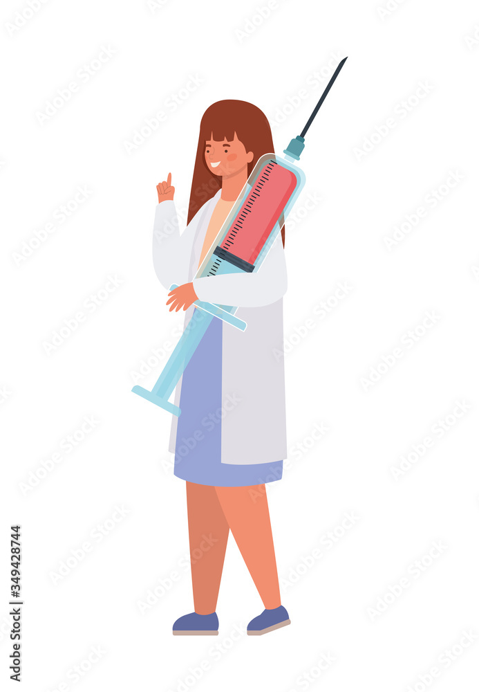Woman doctor with uniform and injection vector design Woman doctor with uniform and injection vector design