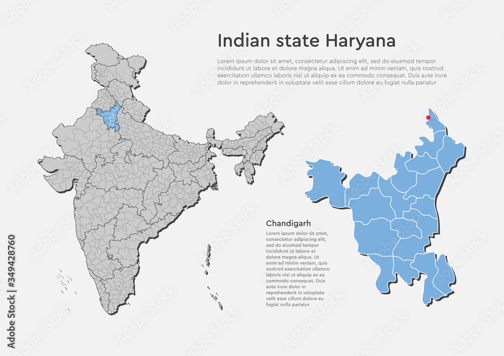 India country map, Haryana state template concept