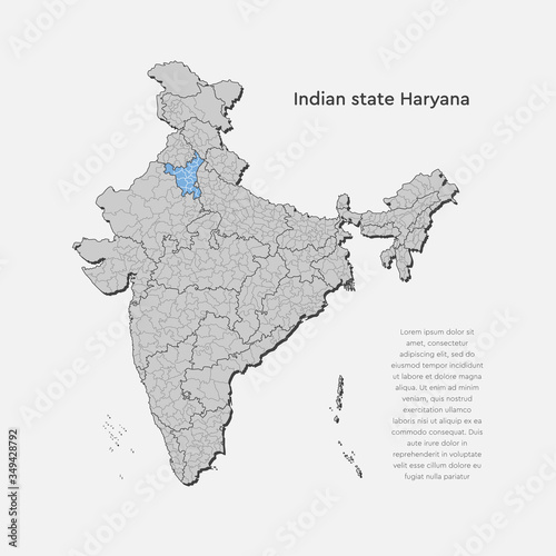 India country map, Haryana state template concept