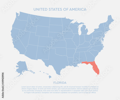 United states of America, state Florida USA map