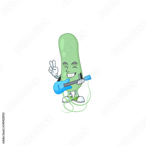 Aquificae cartoon character style plays music with a guitar © kongvector