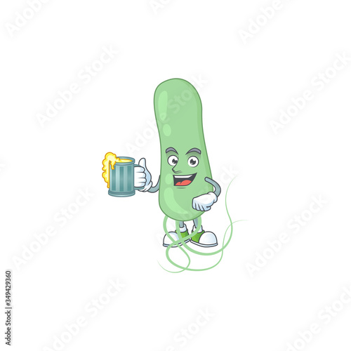 A cheerful aquificae cartoon mascot style toast with a glass of beer