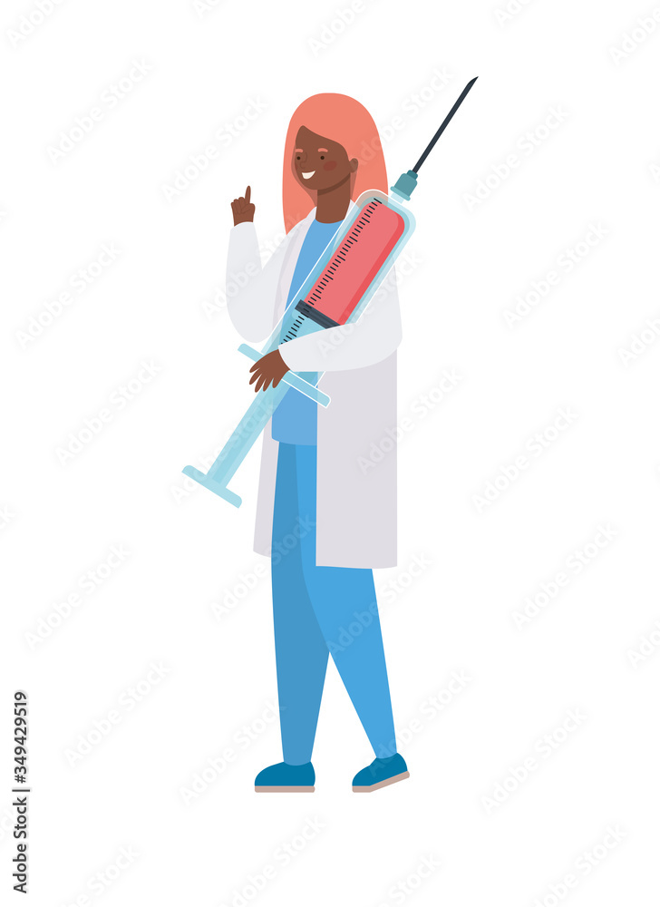 Woman doctor with uniform and injection vector design Woman doctor with uniform and injection vector design