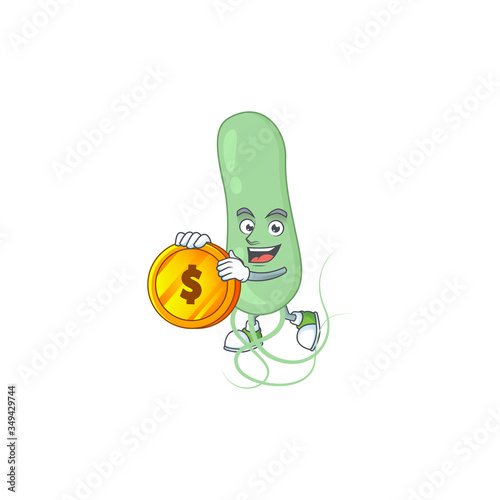 cartoon picture of aquificae rich character with a big gold coin