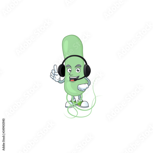 Aquificae cartoon character style speaking with friends on headphone