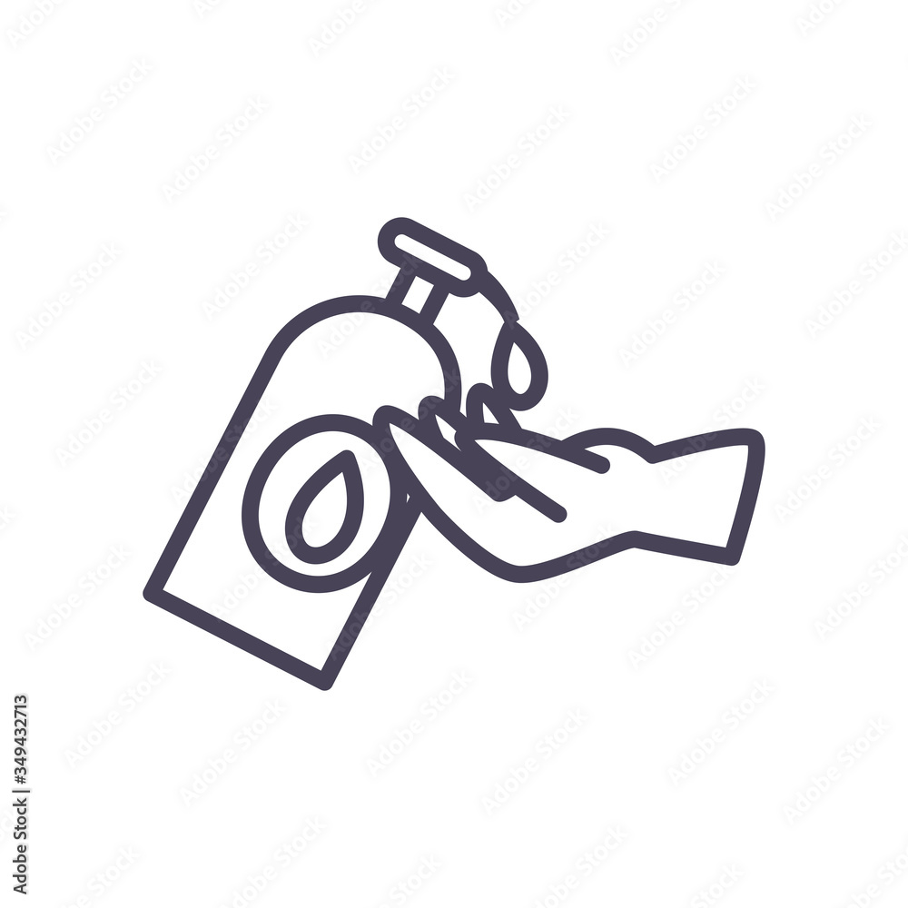 Antibacterial bottle line style icon vector design Antibacterial bottle line style icon vector design
