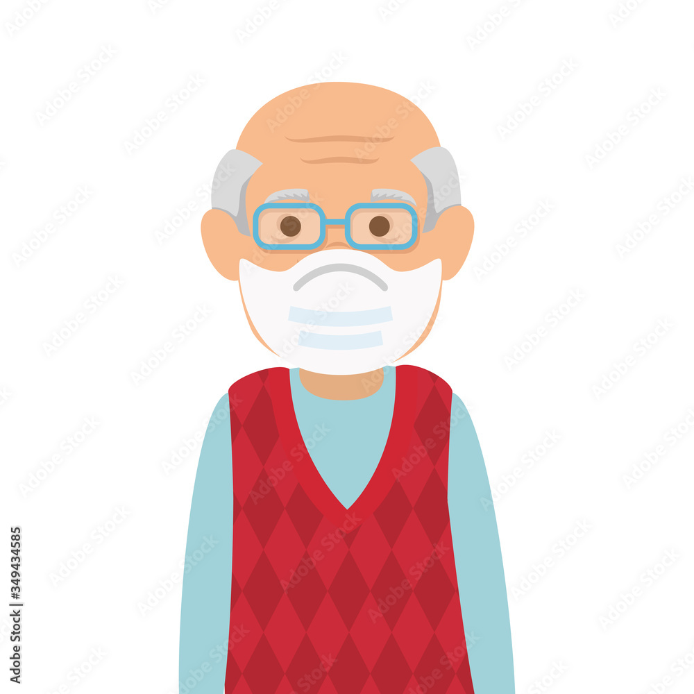 old man using face mask isolated icon vector illustration design old man using face mask isolated icon vector illustration design