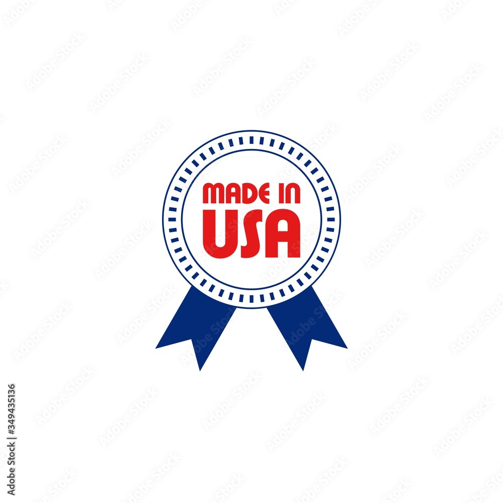 Made in USA badge with USA flag elements isolated on white background Made in USA badge with USA flag elements isolated on white background