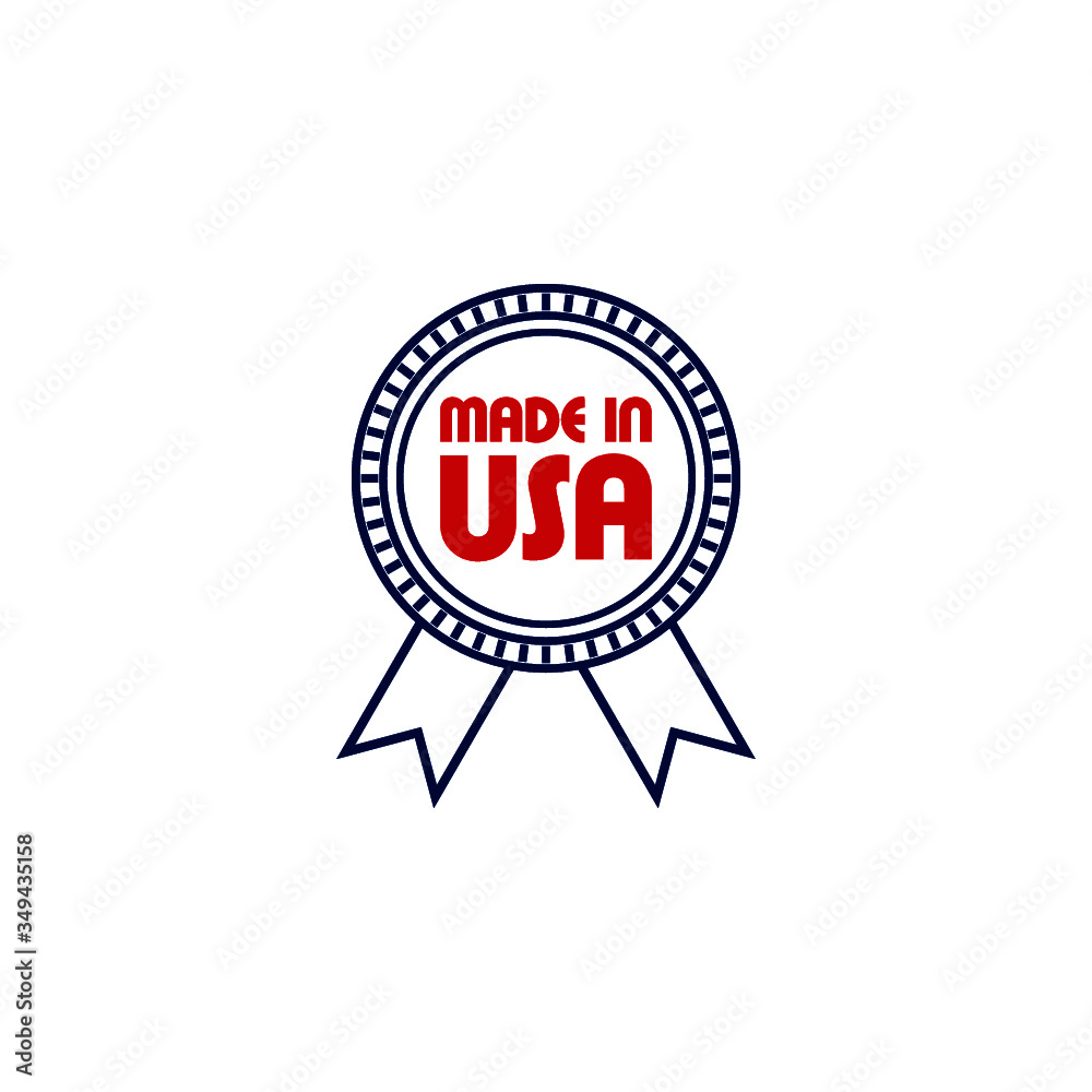 Made in USA badge with USA flag elements isolated on white background Made in USA badge with USA flag elements isolated on white background