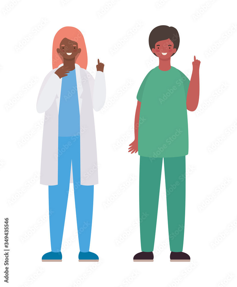 Woman and man doctor with uniform vector design