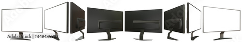 Fotografia hi-res images from different angles of black computer screen with fictional desi