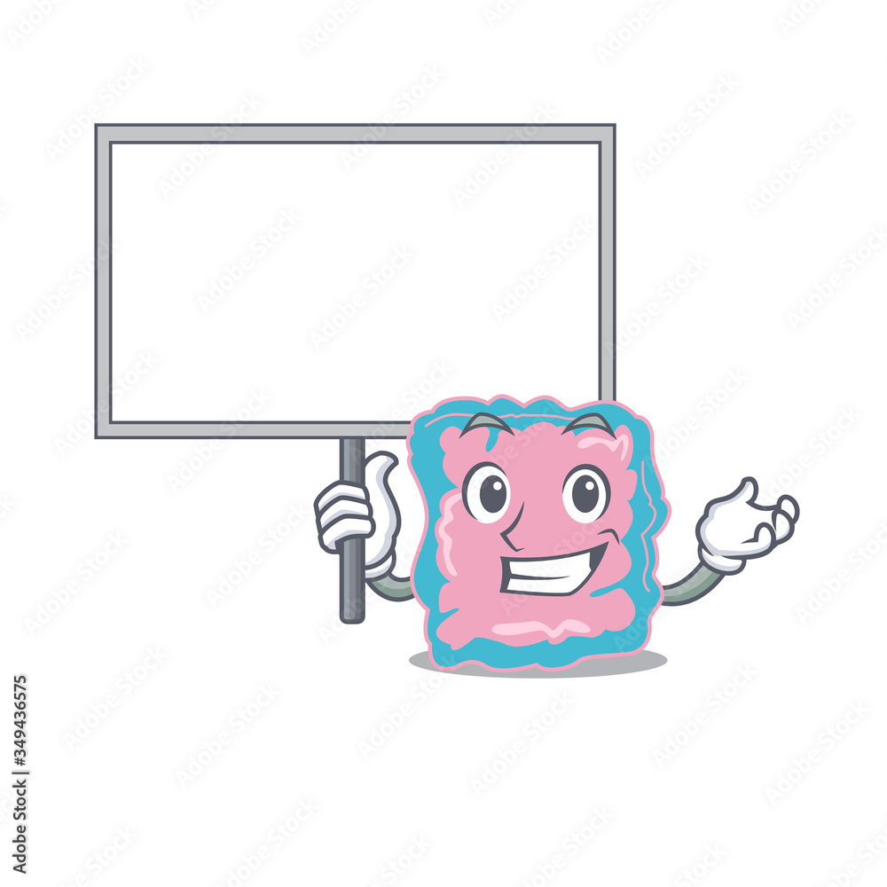 Cartoon picture of intestine mascot design style carries a board Cartoon picture of intestine mascot design style carries a board