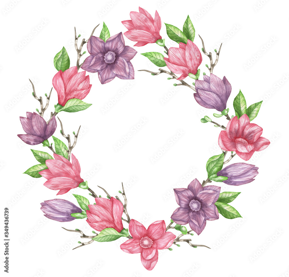 Frame of magnolia rhombus Frame of magnolia rhombus
