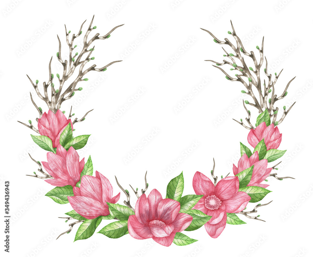 Wreath of magnolia branches