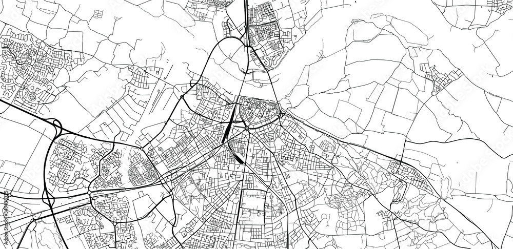 Urban vector city map of Nijmegen, The Netherlands