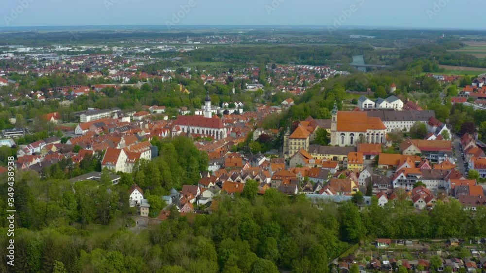 Aerial view of the city Landsberg am Lech in Germany, Bavaria on a sunny spring day during the coronavirus lockdown. Aerial view of the city Landsberg am Lech in Germany, Bavaria on a sunny spring day during the coronavirus lockdown.