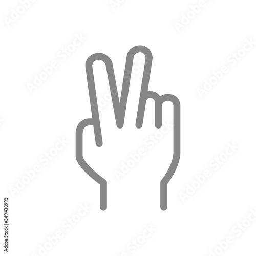 Victory gesture line icon. Peace world symbol