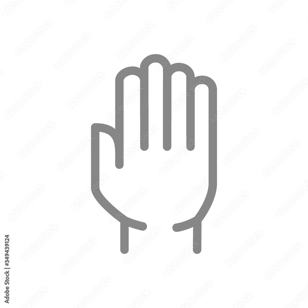 Human hand line icon. Stop gesture symbol Human hand line icon. Stop gesture symbol