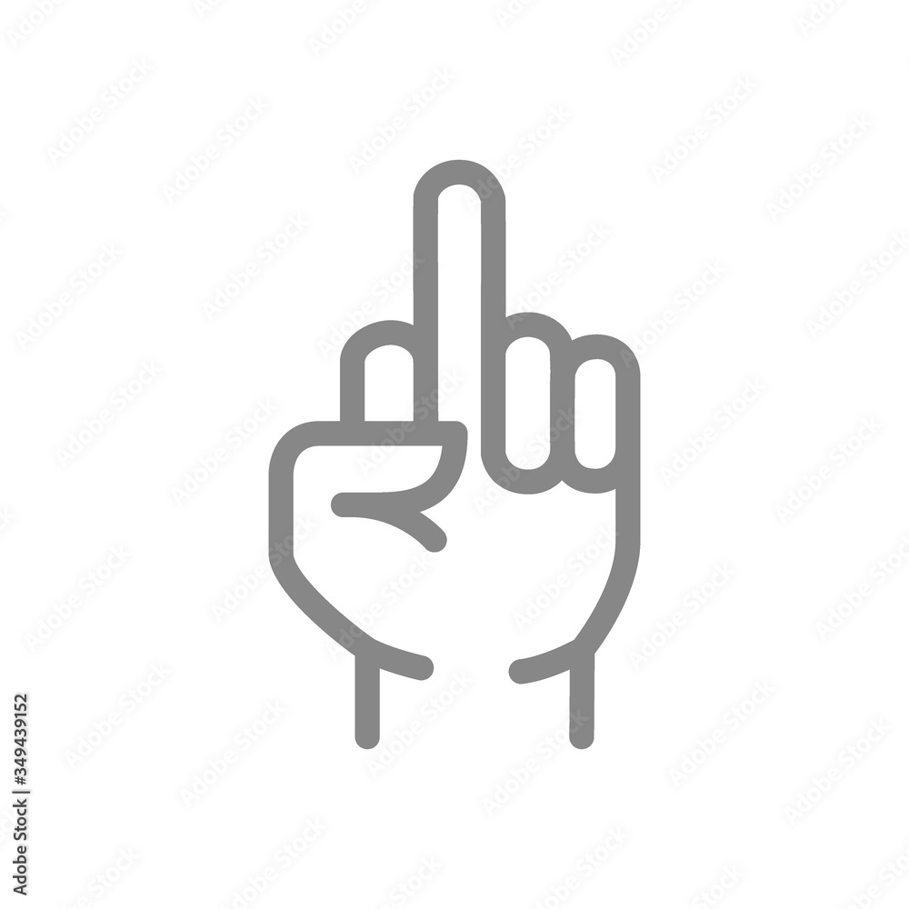 Fuck gesture line icon. Middle finger up symbol Fuck gesture line icon. Middle finger up symbol
