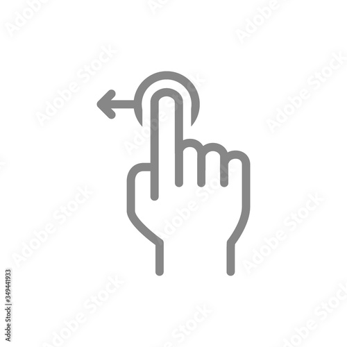 One-touch and swipe left line icon. Touch screen hand gesture symbol
