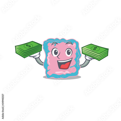 A wealthy intestine cartoon character with much money