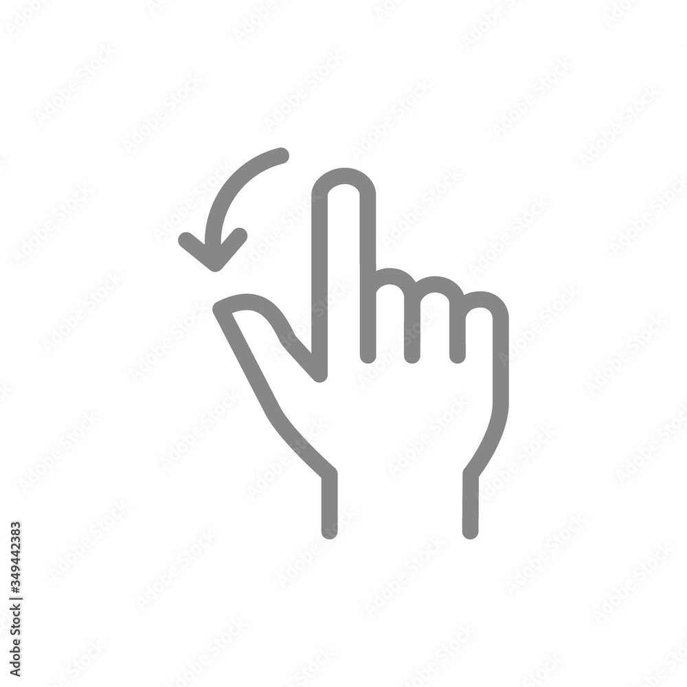 Two fingers flick left line icon. Touch screen hand gesture symbol Two fingers flick left line icon. Touch screen hand gesture symbol