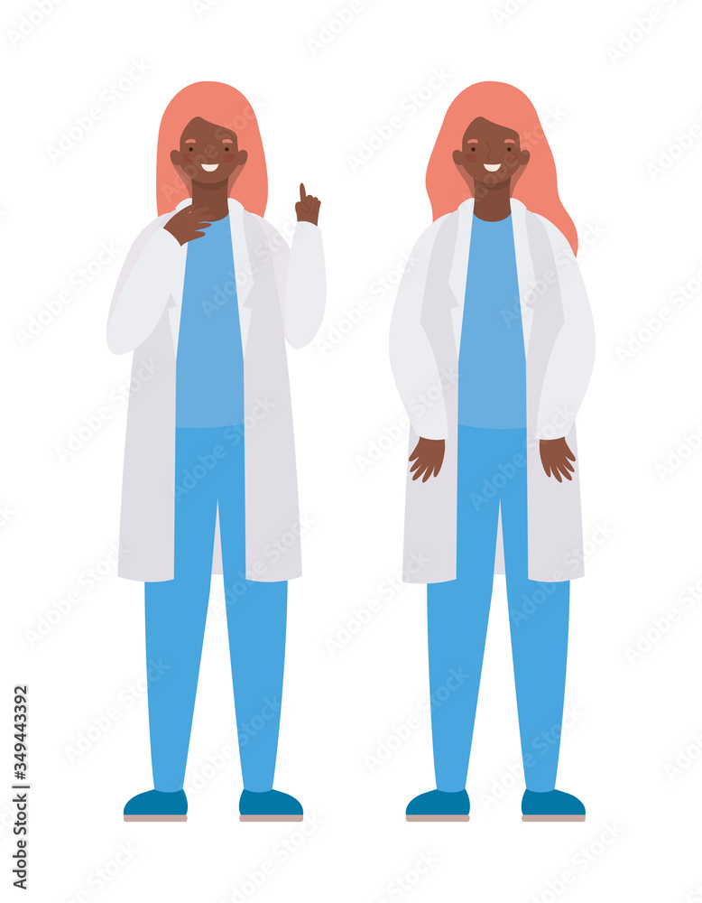 Women doctors with uniforms vector design Women doctors with uniforms vector design