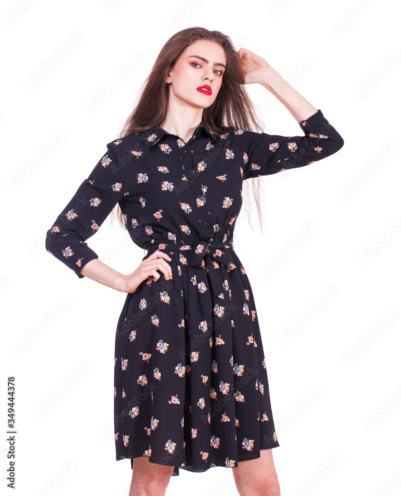 Fashion portrait of a young beautiful woman in dress Fashion portrait of a young beautiful woman in dress