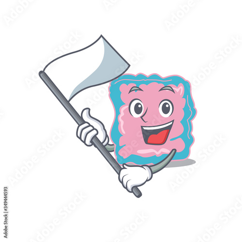 A heroic intestine mascot character design with white flag