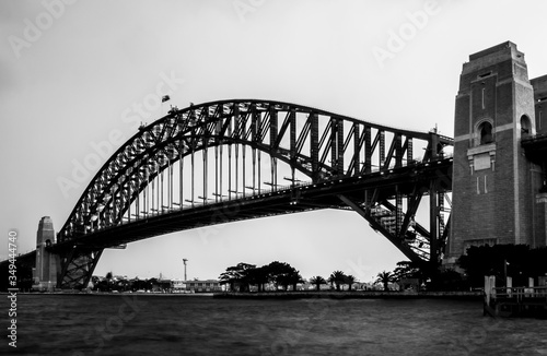 Sydney Harbour Bridge landscape in black and white