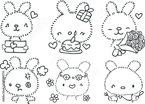 cute rabbit face emoji illustration Cartoon Series 